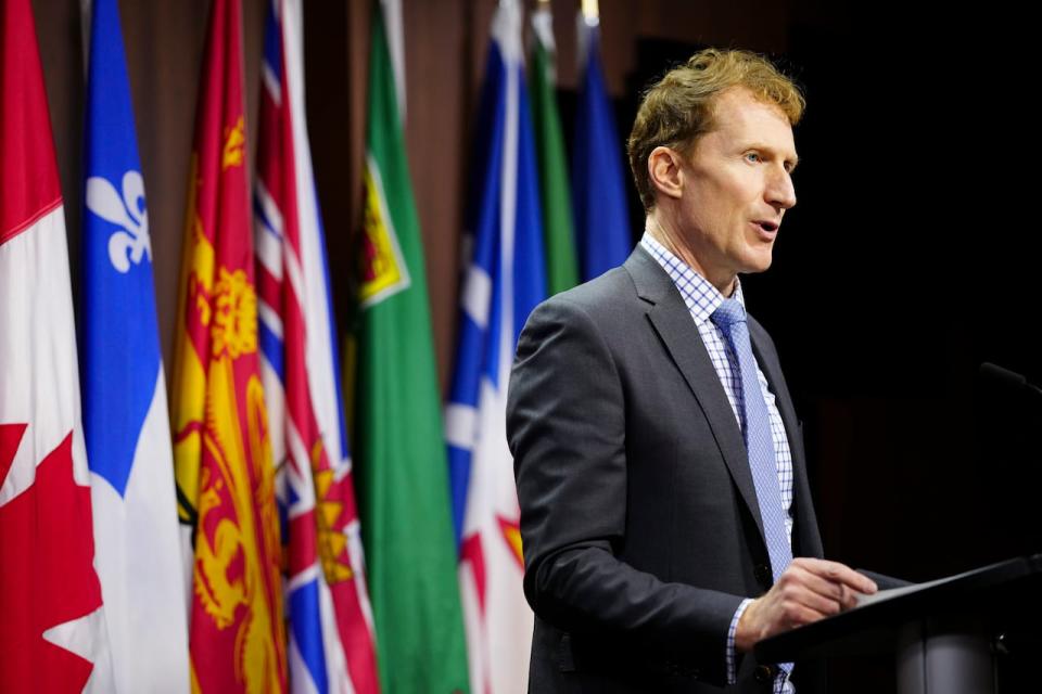 Minister of Immigration, Refugees and Citizenship Marc Miller holds a press conference on Parliament Hill in Ottawa on Thursday, December 7, 2023.