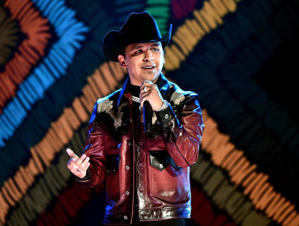 2018 LATIN AMERICAN MUSIC AWARDS -- "Show" -- Pictured: Christian Nodal at the Dolby Theatre in Hollywood, CA on October 25, 2018 -- (Photo by: Alberto Rodriguez/Telemundo/NBCU Photo Bank/NBCUniversal via Getty Images)