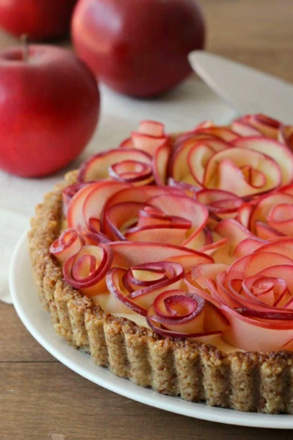 Apple Rose Tart with Maple Custard and Walnut Crust