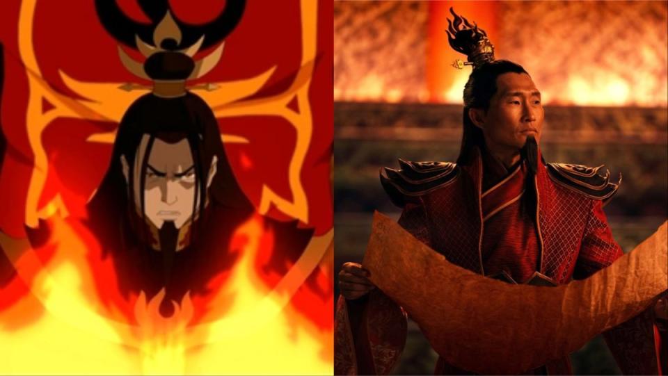 Avatar The Last Airbender main character in cartoon and live action Netflix Fire Lord Ozai