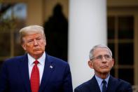 U.S. President Donald Trump speaks during a news conference in the Rose Garden of the White House