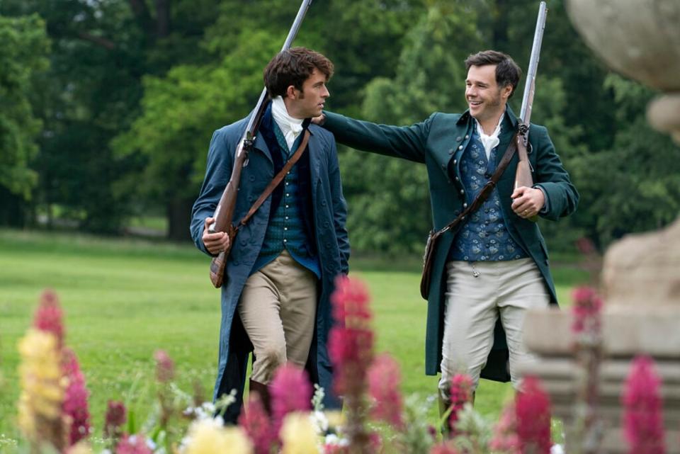 Jonathan Bailey as Anthony Bridgerton, Rupert Evans as Edmund Bridgerton in episode 203 of "Bridgerton" (Liam Daniel/Netflix)