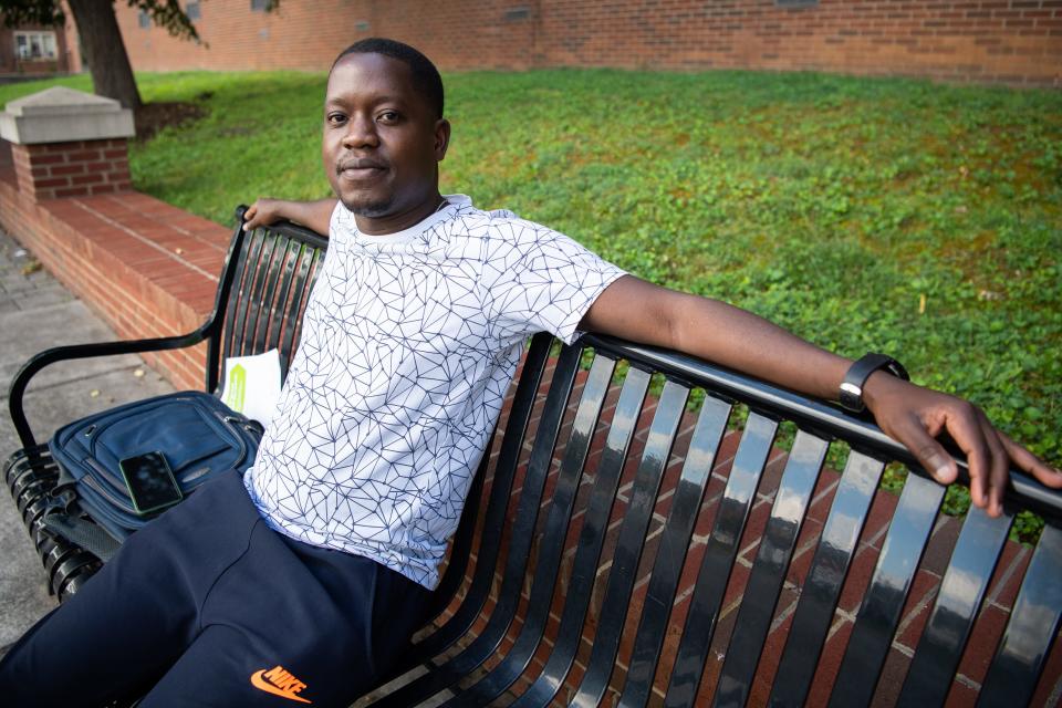 University of Tennessee student Tatenda Kanyowa is photographed outside of Hess Hall during move-in day on Wednesday, August 16, 2023.