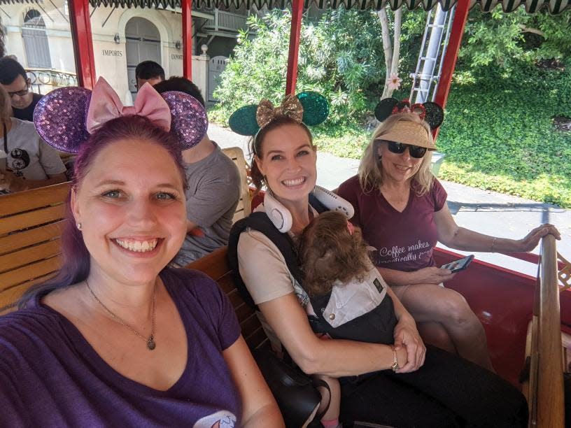 Rebecca Ohanian and her family ride the train at Disneyland on June 15, 2021.