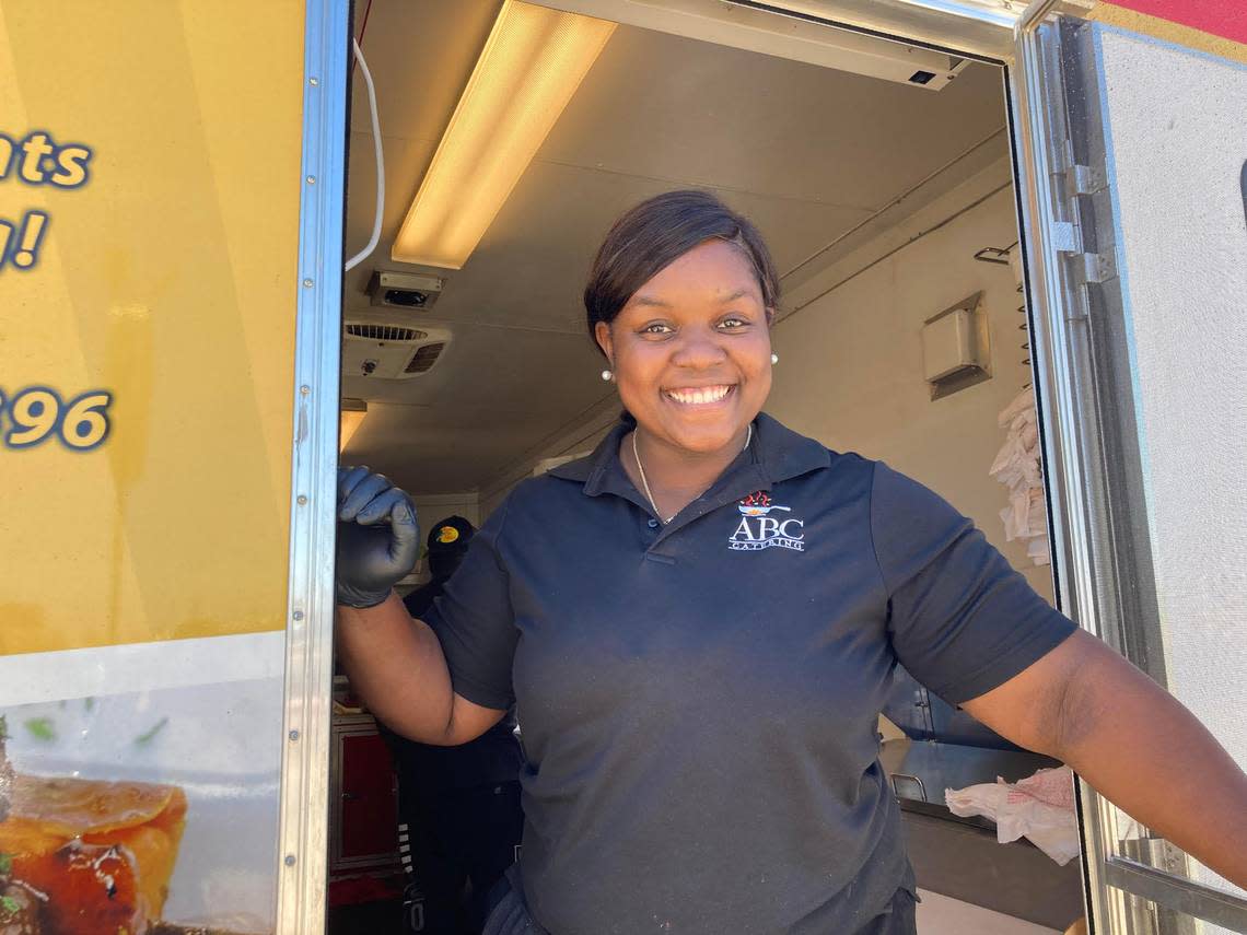 Allegra Lowe owns and operates ABC Catering LLC . She uses the food truck fifty-fifty for food truck events and catering jobs. Salmon, shrimp and grits anyone?