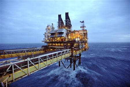 A section of the BP Eastern Trough Area Project (ETAP) oil platform is seen in the North Sea, around 100 miles east of Aberdeen in Scotland February 24, 2014. REUTERS/Andy Buchanan