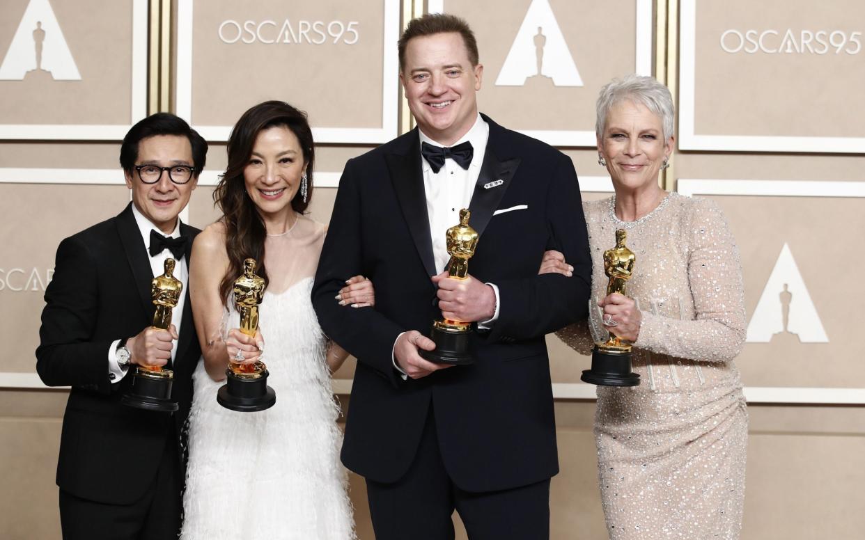 Ke Huy Quan, Michelle Yeoh, Brendan Fraser and Jamie Lee Curtis won the four main acting awards - CAROLINE BREHMAN/EPA-EFE/Shutterstock