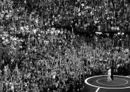 <p>Democratic nominees Hillary Clinton and Tim Kaine are center stage at the end of the Democratic National Convention Thursday, July 28, 2016, in Philadelphia, PA. (Photo: Khue Bui for Yahoo News)<br></p>