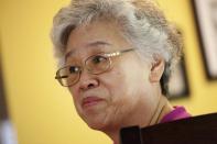 Myunghee Bae, the mother of Kenneth Bae, is pictured during an interview with Reuters in Lynnwood, Washington in this file photo taken August 7, 2013. Bae has arrived in North Korea to visit her ailing son, who was sentenced to 15 years of hard labor in May on charges of state subversion, his family said in a statement released on Thursday. (REUTERS/David Ryder)