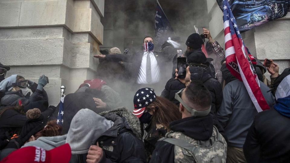 PHOTO: FILE - Demonstrators attempt to breach the U.S. Capitol after they earlier stormed the building in Washington, DC, Jan. 6, 2021. (Victor J. Blue/Bloomberg via Getty Images, FILE)