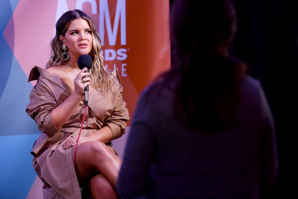 <p>Maren Morris takes the spotlight at virtual radio row during the 55th Academy of Country Music Awards on Tuesday in Nashville.</p>