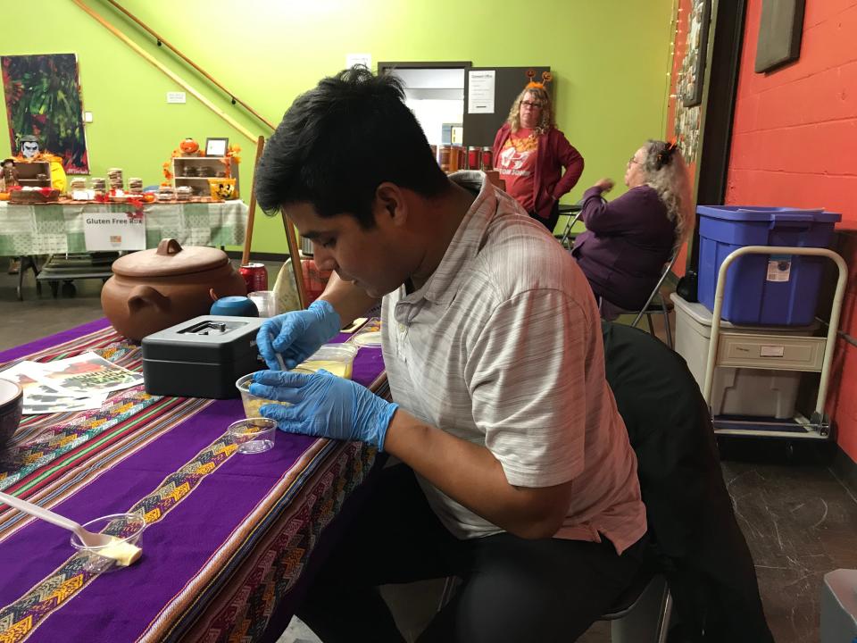 Jose Aste at his Peruvian pop-up food stand called Tantay at Allen Neighborhood Center on Oct. 30, 2019.