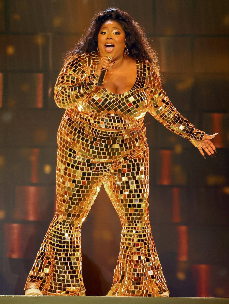 Lizzo performs onstage during the 2022 BET Awards at Microsoft Theater on June 26, 2022 in Los Angeles, California