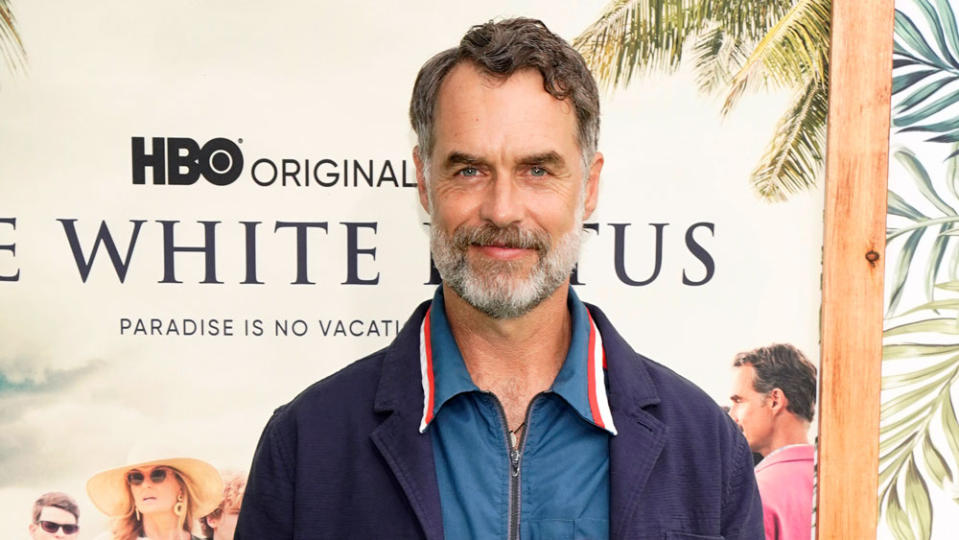 Murray Bartlett, a cast member in "The White Lotus," poses at the premiere of the HBO limited series, Wednesday, July 7, 2021, at the Bel Air Bay Club in Los Angeles. (AP Photo/Chris Pizzello)
