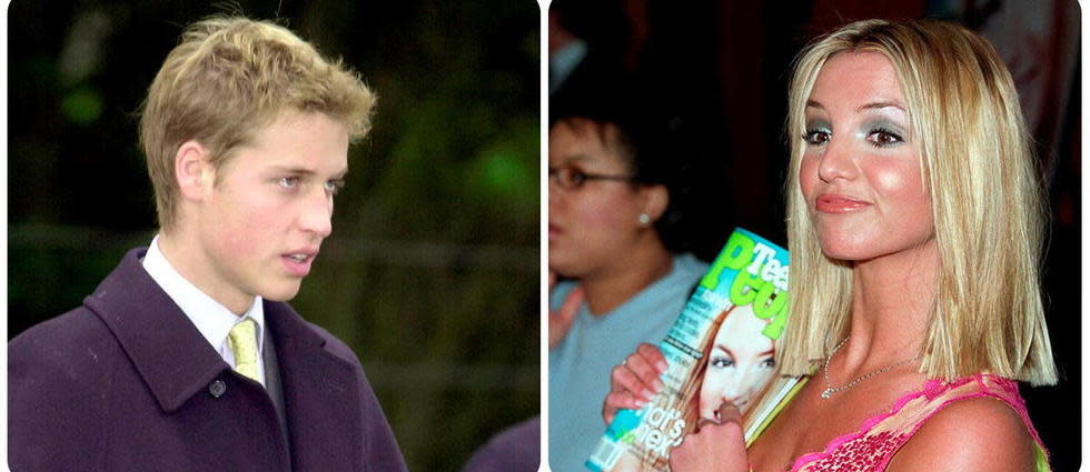 Le prince William et Britney Spears en 2000.
