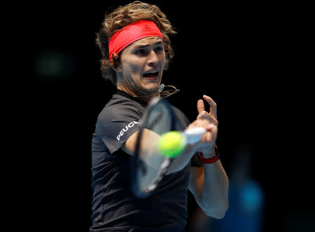 Tennis - ATP Finals - The O2, London, Britain - November 12, 2018 Germany's Alexander Zverev in action during his group stage match against Croatia's Marin Cilic REUTERS/Peter Nicholls