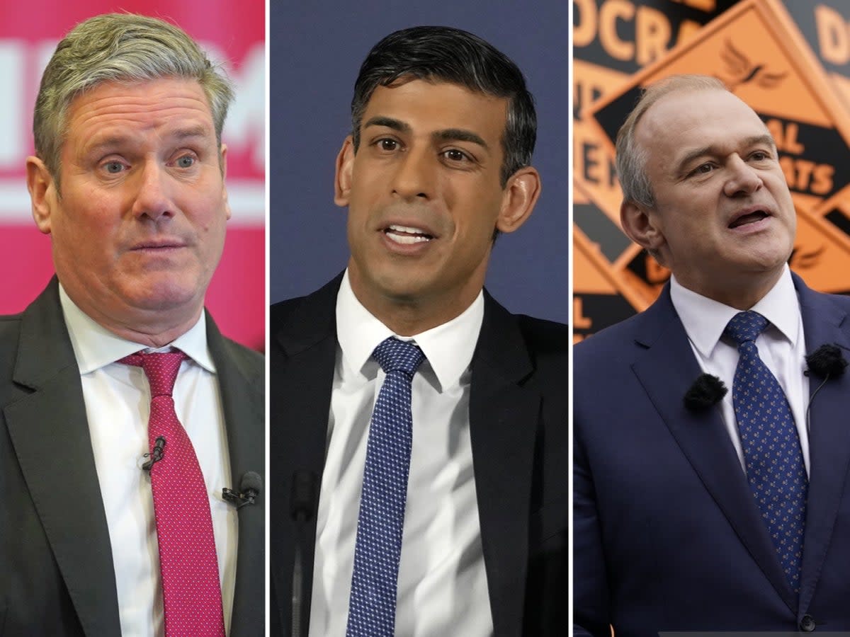 Keir Starmer, Rishi Sunak and Ed Davey (PA)