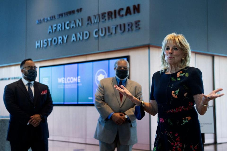 Jill Biden at the Smithsonian National Museum of African American History.