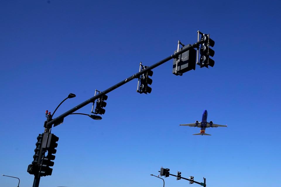 A flight departs Chicago's Midway International Airport. The Treasury Department has issued long-awaited guidance around tax credits for aviation fuel that reduces emissions of greenhouse gases compared with conventional fuel.