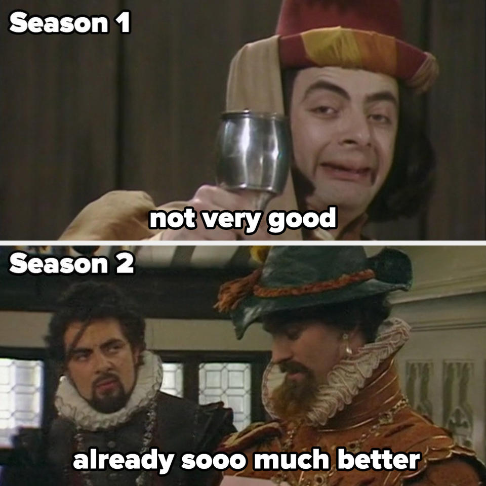 season 1 labeled "not very good" and season labeled "already sooo much better"