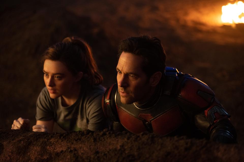 Cassie Lang (Kathryn Newton) and her superhero dad Scott (Paul Rudd) navigate the Quantum Realm in "Ant-Man and the Wasp: Quantumania."