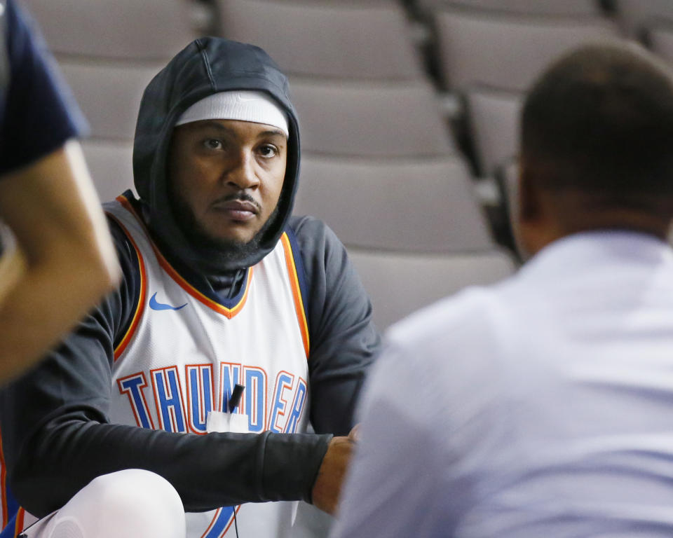 How close was new Oklahoma City Thunder forward Carmelo Anthony to being on the Houston Rockets instead? (AP)