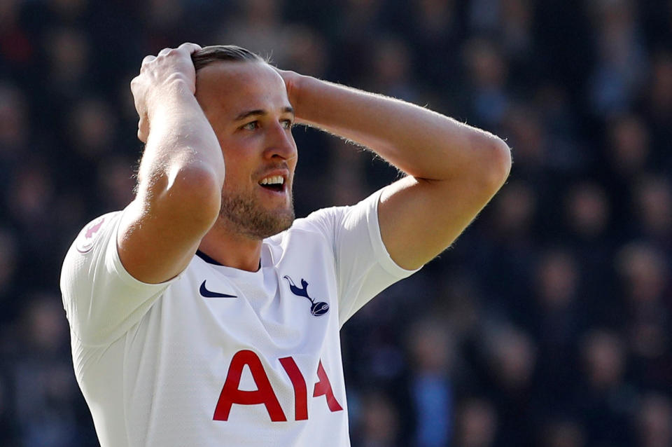 Harry Kane’s return didn’t stop Spurs from all but exiting the Premier League title race at Turf Moor. (Reuters)