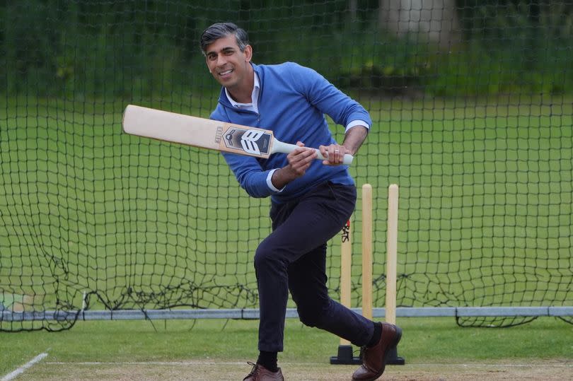 Prime Minister Rishi Sunak, during a visit to Nuneaton Cricket Club