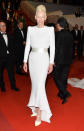 <p>Tilda Swinton let her hair do the talking with a simple yet perfectly tailored dress from Haider Ackherman. (Photo: George Pimentel/WireImage) </p>