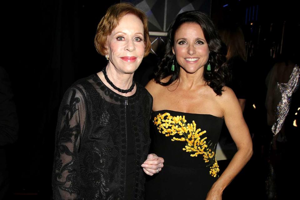 <p>Francis Specker/CBS via Getty Images</p> Carol Burnett and Julia Louis-Dreyfus backstage at the 69th Primetime Emmy Awards