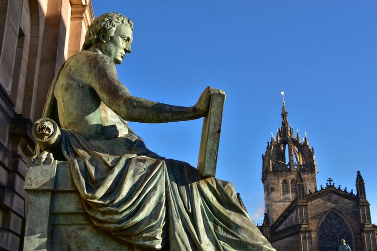 <span class="caption">Travels on a ‘boundless ocean’: Scottish philosopher David Hume.</span> <span class="attribution"><span class="source">PrakichTreetasayuth via Shutterstock</span></span>