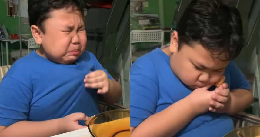 小胖弟終於吃到朝思暮想的麥當勞，不禁激動落淚。（圖／截取自YouTube）