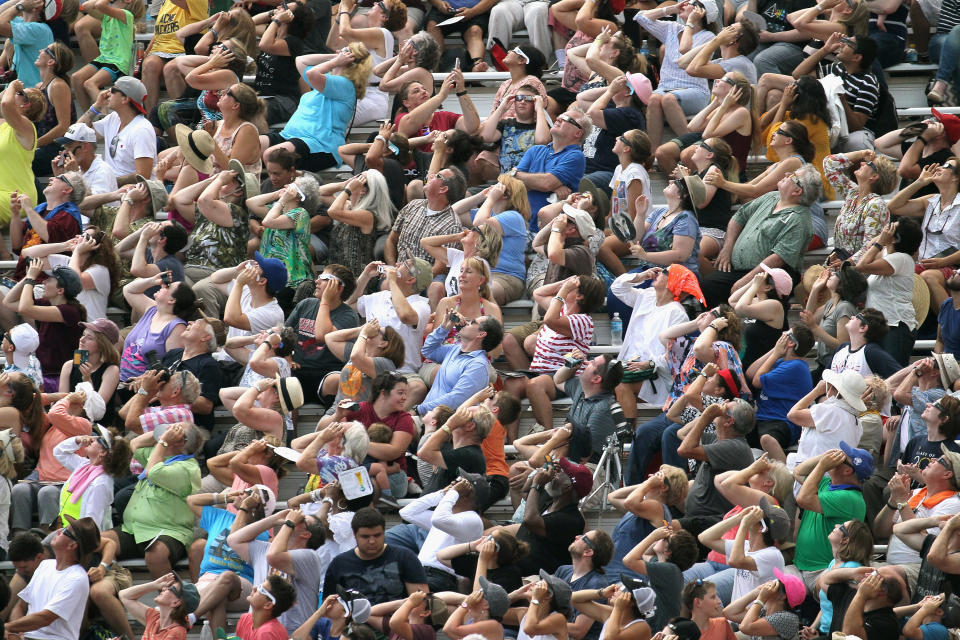 Saluki stadium at Southern Illinois University in Carbondale, Illinois, hosted a massive crowd of eclipse watchers.