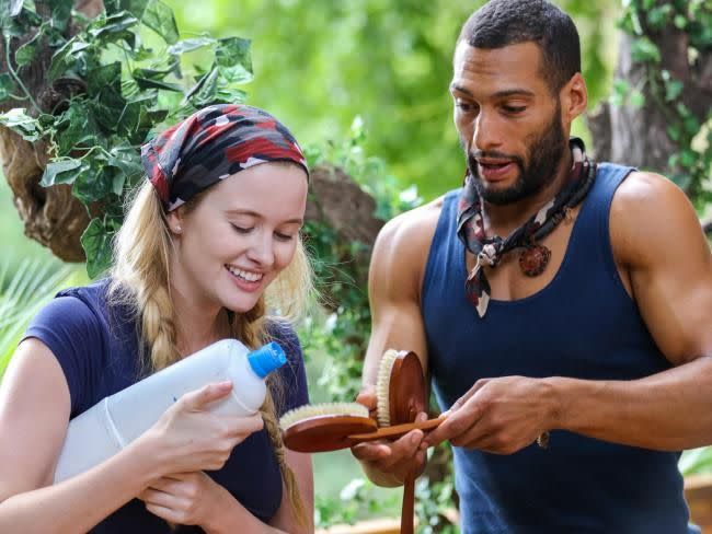 Simone and Josh get close in the jungle. Photo: Channel Ten