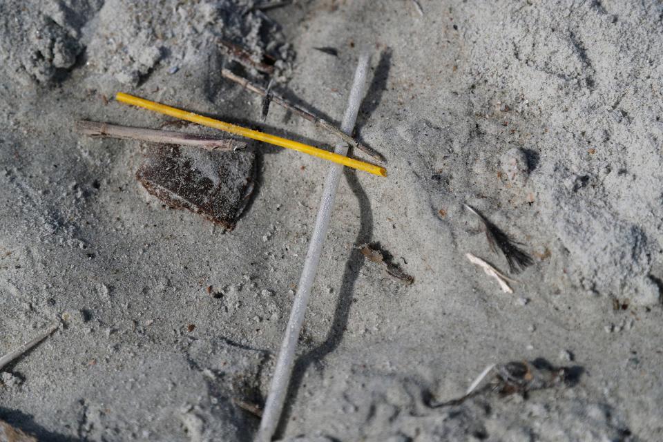 Straws left on the beach near the Tybee Island Pier.