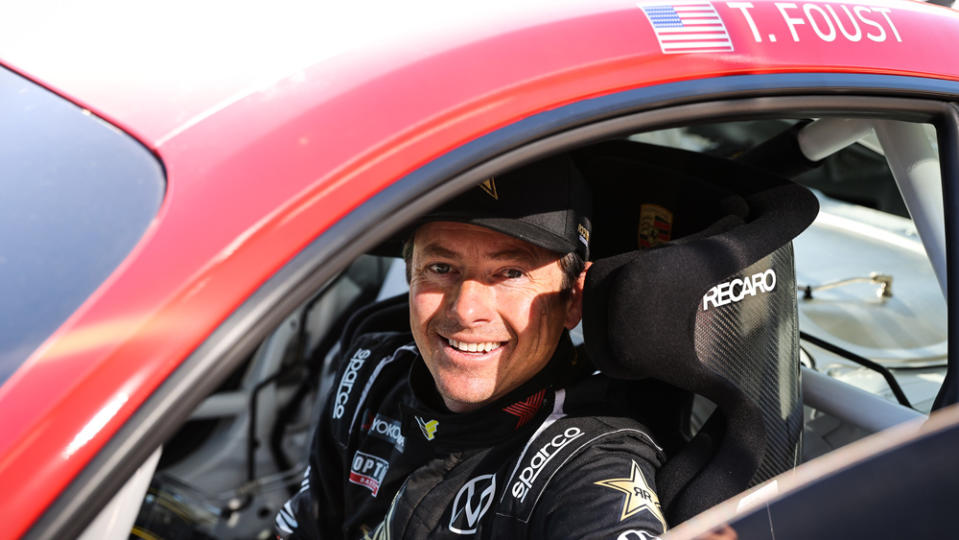 Foust ready to pilot his Optima Yokohama Porsche GT4 Clubsport. - Credit: Photo by DPT Photo, courtesy of BBi Autosport.