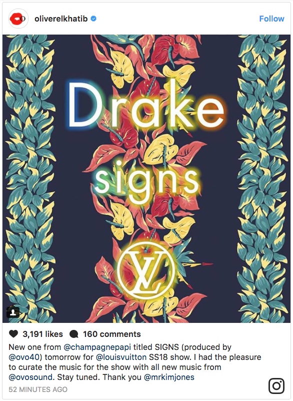 Drake Has Created The Soundtrack To Louis Vuitton's Latest Show