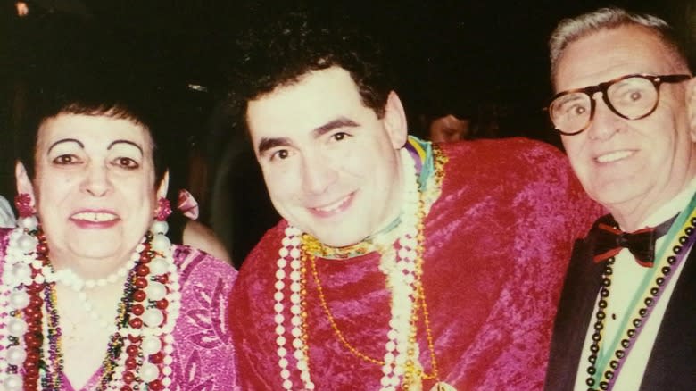 Emeril with a Mardi Gras beads
