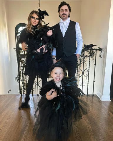 <p>Stassi Schoeder/Instagram</p> Stassi Schroeder gets ready for Halloween with husband Beau, son Messer and daughter Hartford