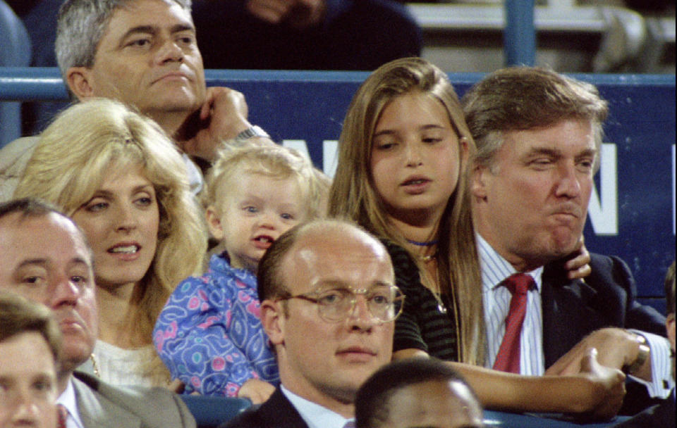 Marla Maples Trump and Donald Trump with their family at the U.S. Tennis Open in New York on&nbsp;Sept. 7, 1994.