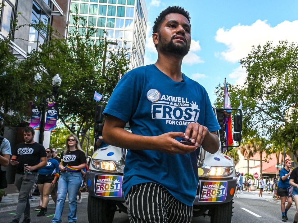 Maxwell Frost, congressman-elect for Florida’s 10th congressional district, at a Pride Parade in Orlando on October 15, 2022.