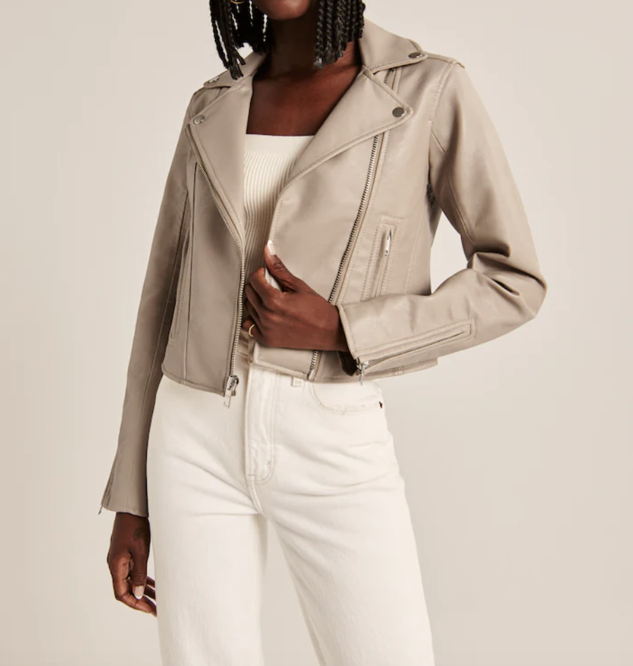 3) Vegan Leather Moto Jacket