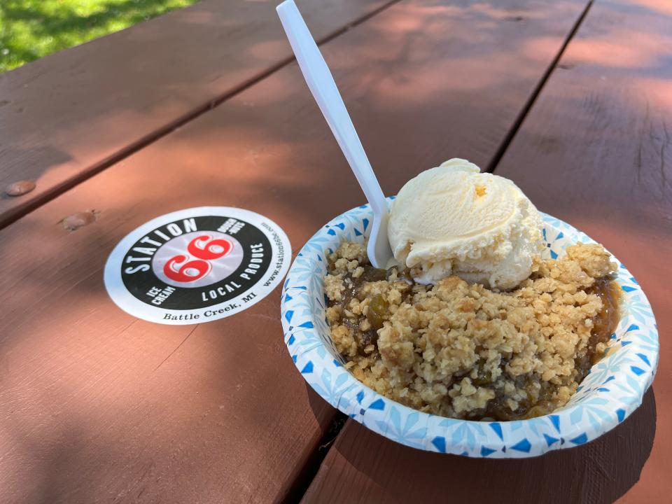 Station 66 is still a place to get a sweet treat, including the in-season desserts like the Road-Ready Rhubarb Crisp.
