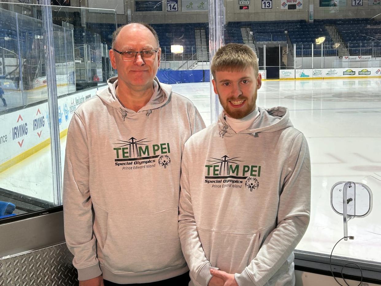 Larry Robbins has cheered for his son from the stands. At the Special Olympics national championships this week, he'll be cheering from the ice. (Stacey Janzer/CBC - image credit)