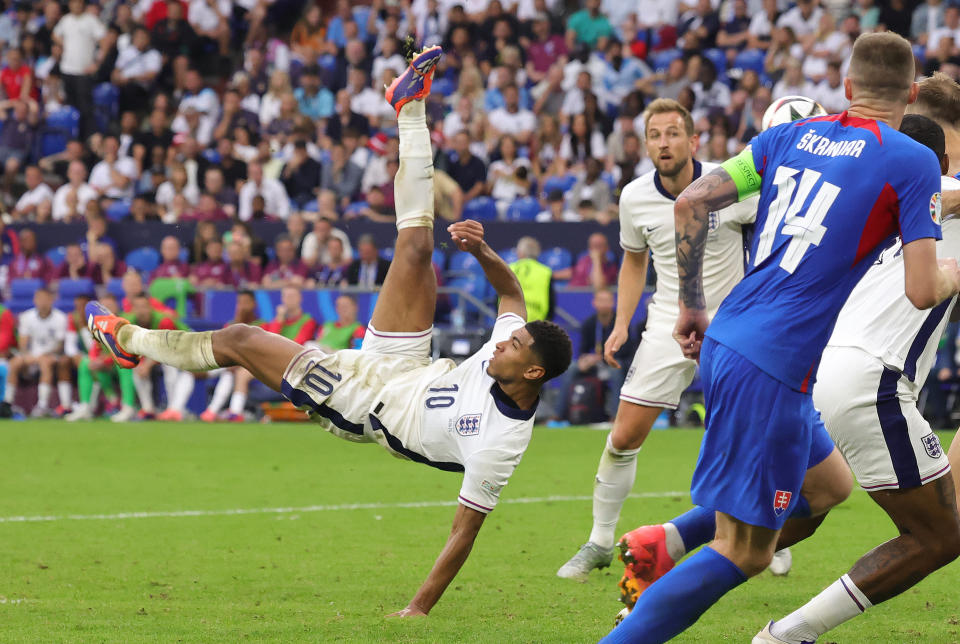 Jude Bellingham’s bicycle-kick goal against Slovakia at Euro 2024 on Sunday