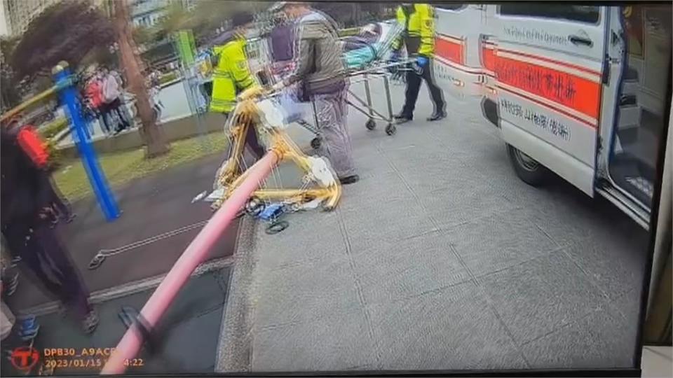 永和公園設施「牽引器」突斷裂　害運動六旬婦重摔腿部骨折送醫