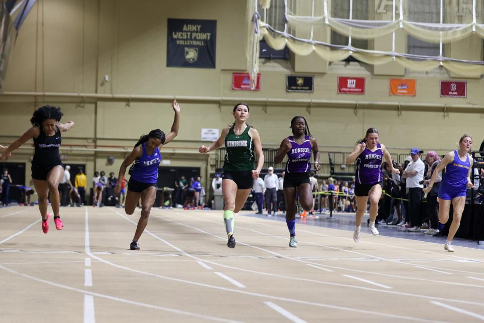 Minisink Valley's Kessler Hirsch places first in the 55-meter dash in 7.28 seconds in the Section 9 Class A track and field championships at West Point, NY on February 10, 2024. ALLYSE PULLIAM/For the Times Herald-Record