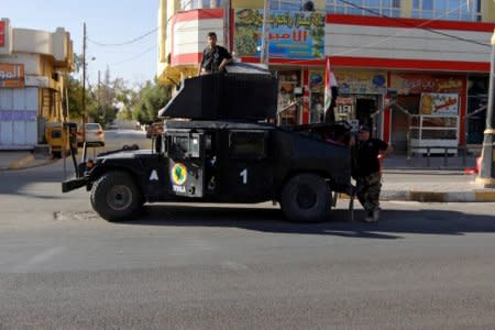 A vehicle of the Iraqi Federal police is seen on a street in Kirkuk, Iraq October 19, 2017. Picture taken October 19, 2017. REUTERS/Ako Rasheed