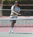 <p>Pete Wentz returns to the tennis court for a workout in L.A. on Monday.</p>