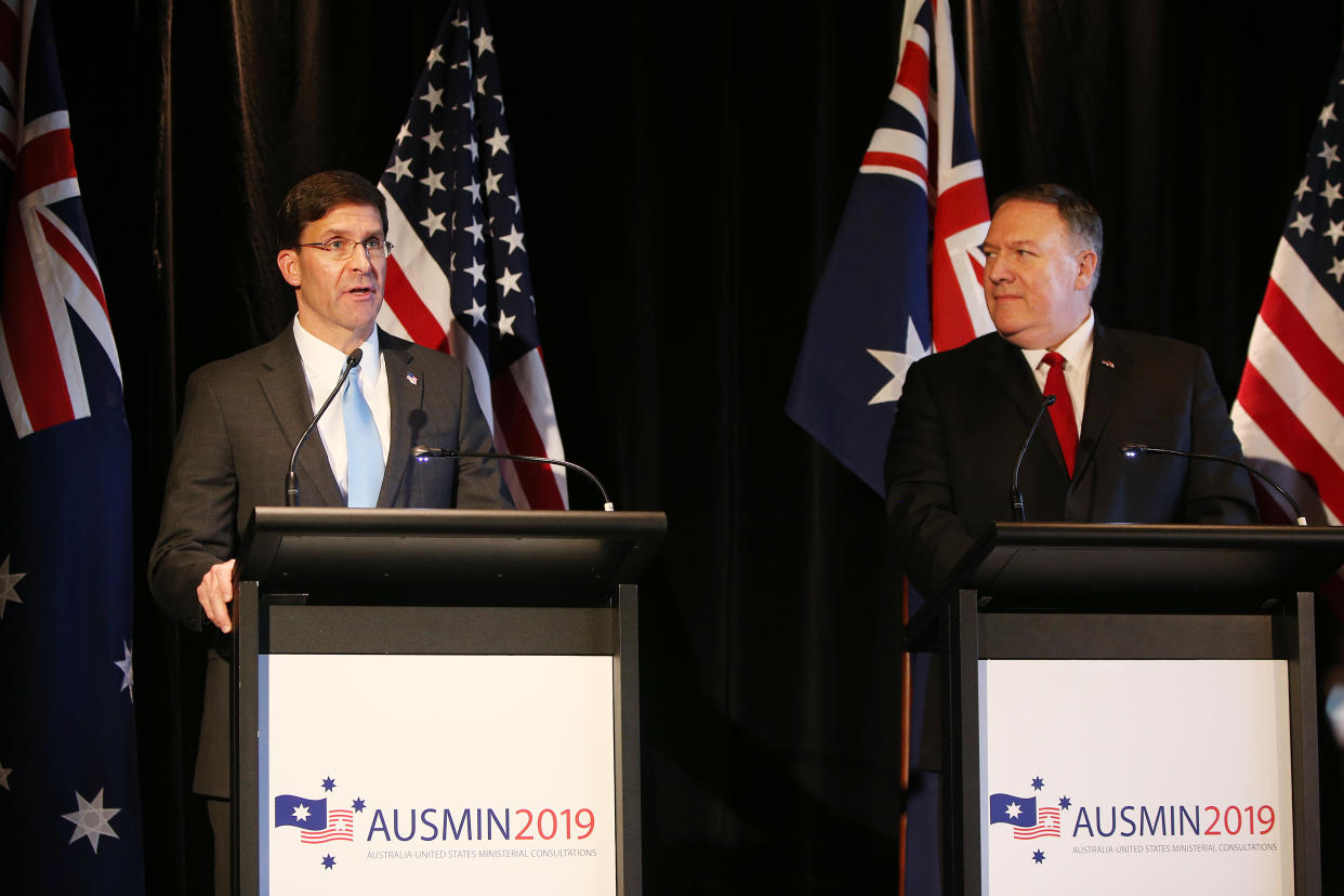 Mark Esper, left, and Mike Pompeo 